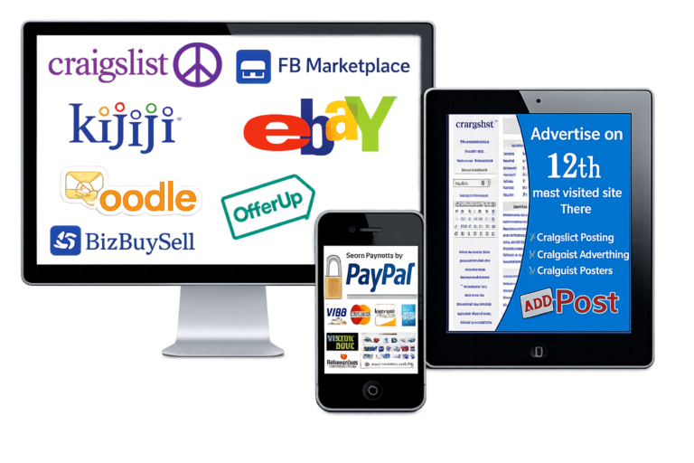 Craigslist ads shown live across multiple devices